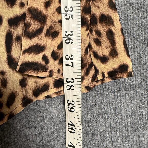 Torrid Sz 1 Leopard Print  Faux Wrap Shift Dress Yellow Asymmetrical Hem V Neck - Picture 10 of 12